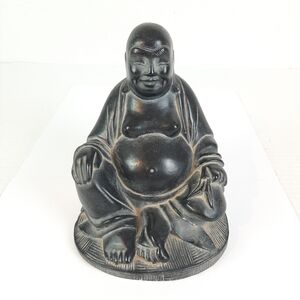 Esco Products Black Buddha Chalkware 7” Tall Buddhist Figurine Paperweight 2lb+